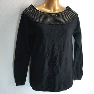 Boston proper black sequin neck sweater size M  NWT